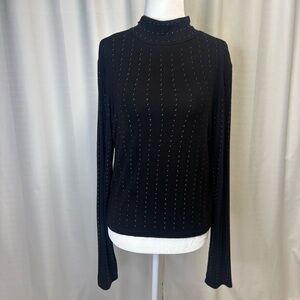 BKE Boutique Black Studded Mock
Neck Long Sleeve